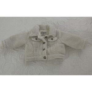 Oshkosh Fleece Jacket Button Up White Baby Toddler Size 12 Months